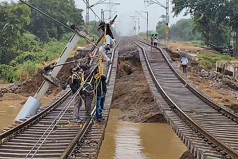 Secunderabad: Washed away railway tracks after rain